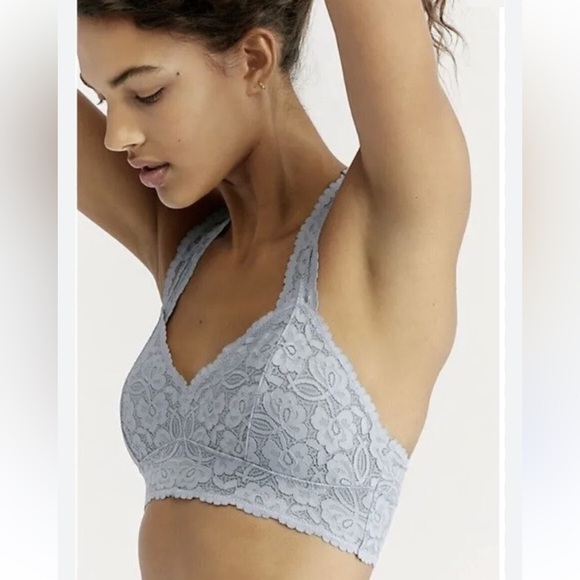 Aerie Light Blue Lace Halter Bralette Women’s Size Medium - Picture 1 of 4